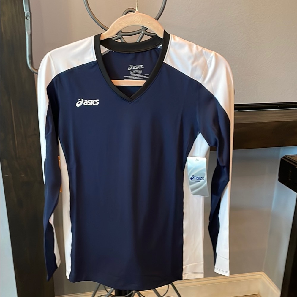 ASICS Navy and White Long Sleeve Shirt you XL or ladies Small